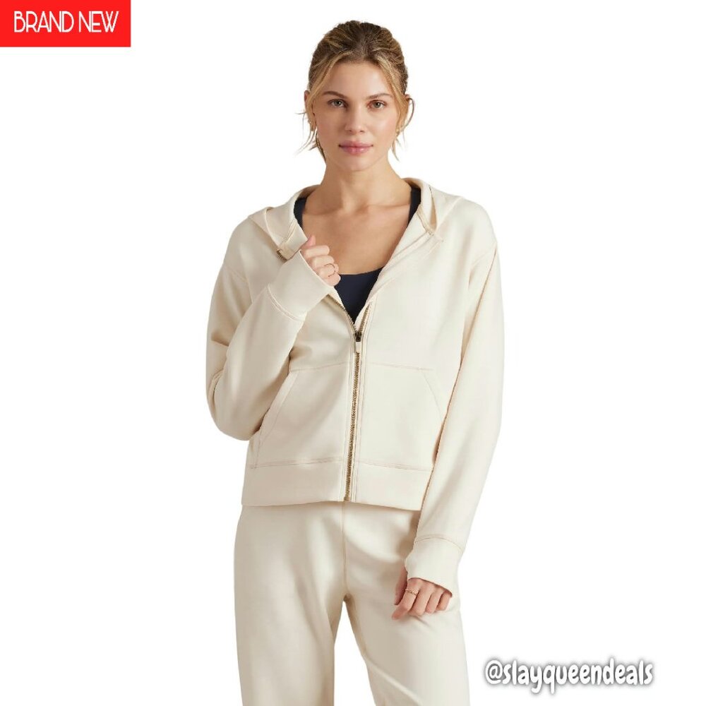 Cropped Full Zip Hoodie With Thumbholes & Media Pocket - Premium Comfort